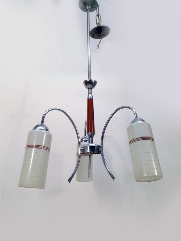 lampara techo 3tulipas metal cristal rosca peque§a alt 70 o40 1u